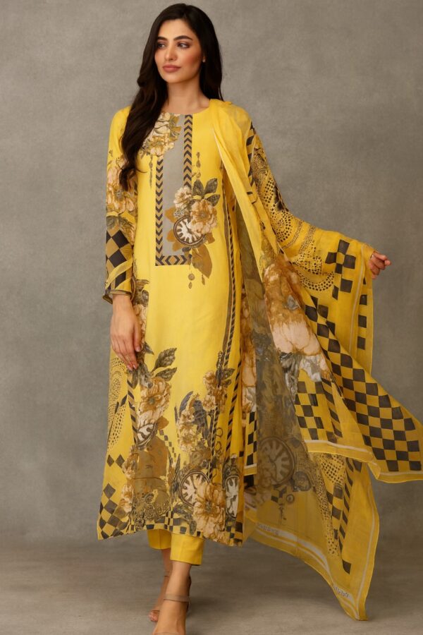 Ferdous Lawn Pure Cotton Three Piece - TP1002 - Image 2